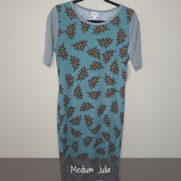 LuLaRoe Julia Dress Medium Floral NWT - Picture 1 of 2